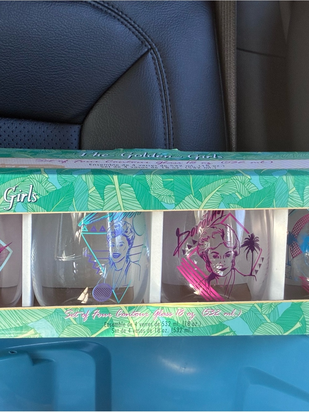 The Golden Girls Retro Pop Cocktail Glasses - Teal & Pink Graphics